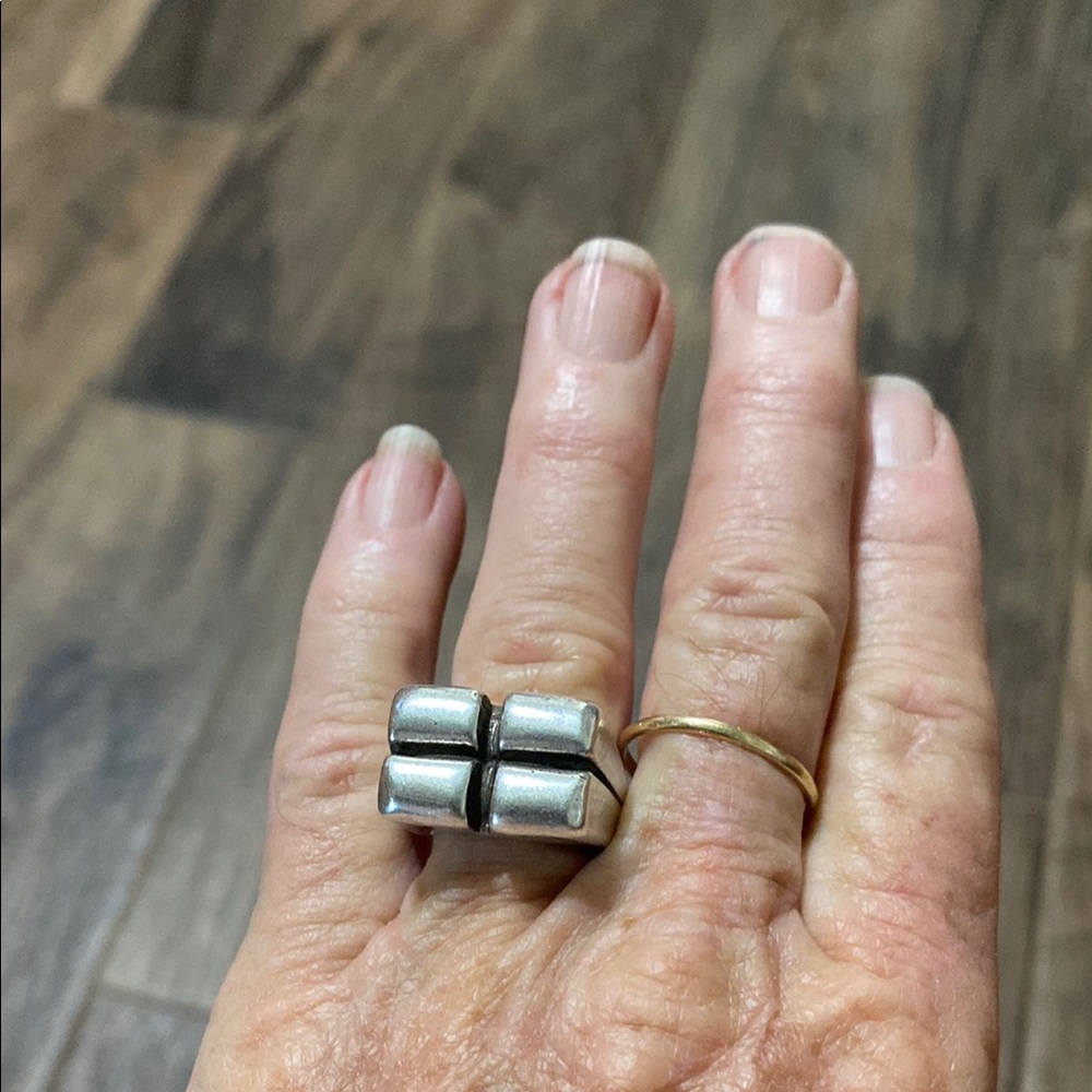 Silver Geometric Ring - image 1